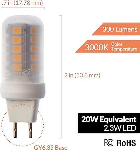 Miniatura 3 de Newhouse Lighting GY6-2320-4 Bombilla LED halógena de repuesto (paquete de 4), blanco, 4 piezas