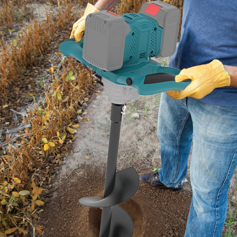 Akku-Erdbohrer für Makita 18V Batterie, 1200W Bürstenloser Motor, Geschikt voor Ø 350mm Vloerboor, Ijsboor, für Zaunbau, Garten & Fundament,Mörtelrührer, Lieferung ohne Ladegerät & Boor (ohne Akku)