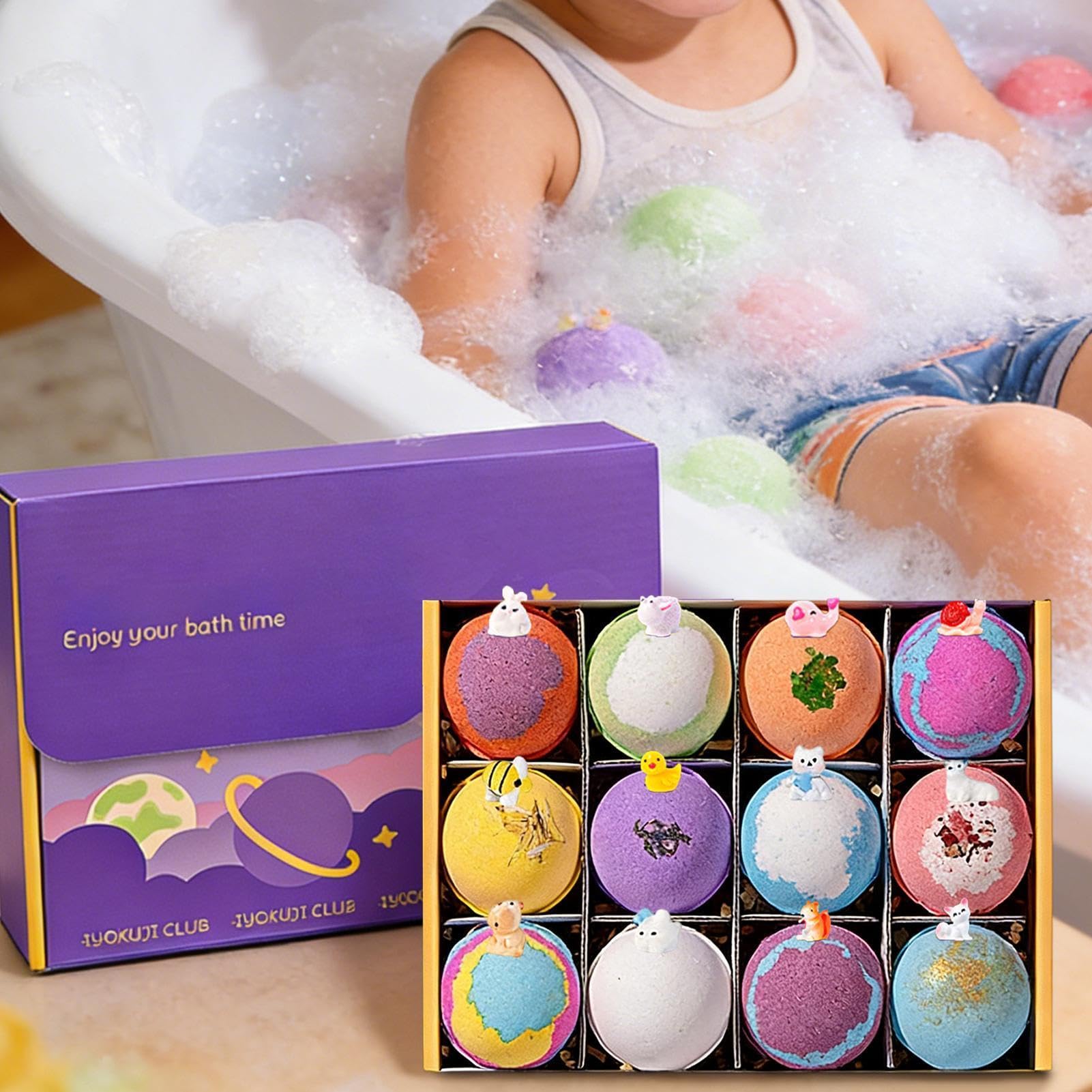 Bolas De Sal De Baño Para Niños Con Juguetes En El Interior, Impulso Del Desarrollo Cognitivo, 1 Juego/12 Piezas, Set De Regalo Bath Bom.b, Baño De Burbujas Gaseosas, Suave Y Apto Para Niños,