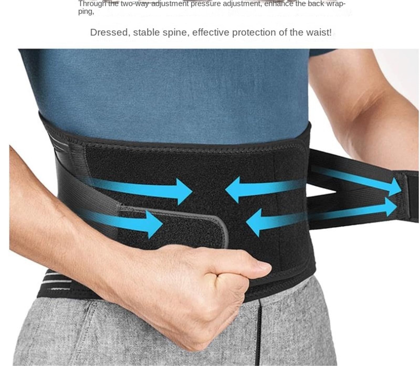 TTDGYYXW Soporte para la Espalda Soporte para la Espalda con Almohadilla extraíble Soporte Lumbar Ajustable con cinturón de Soporte Fijo (Negro-Normal, L)