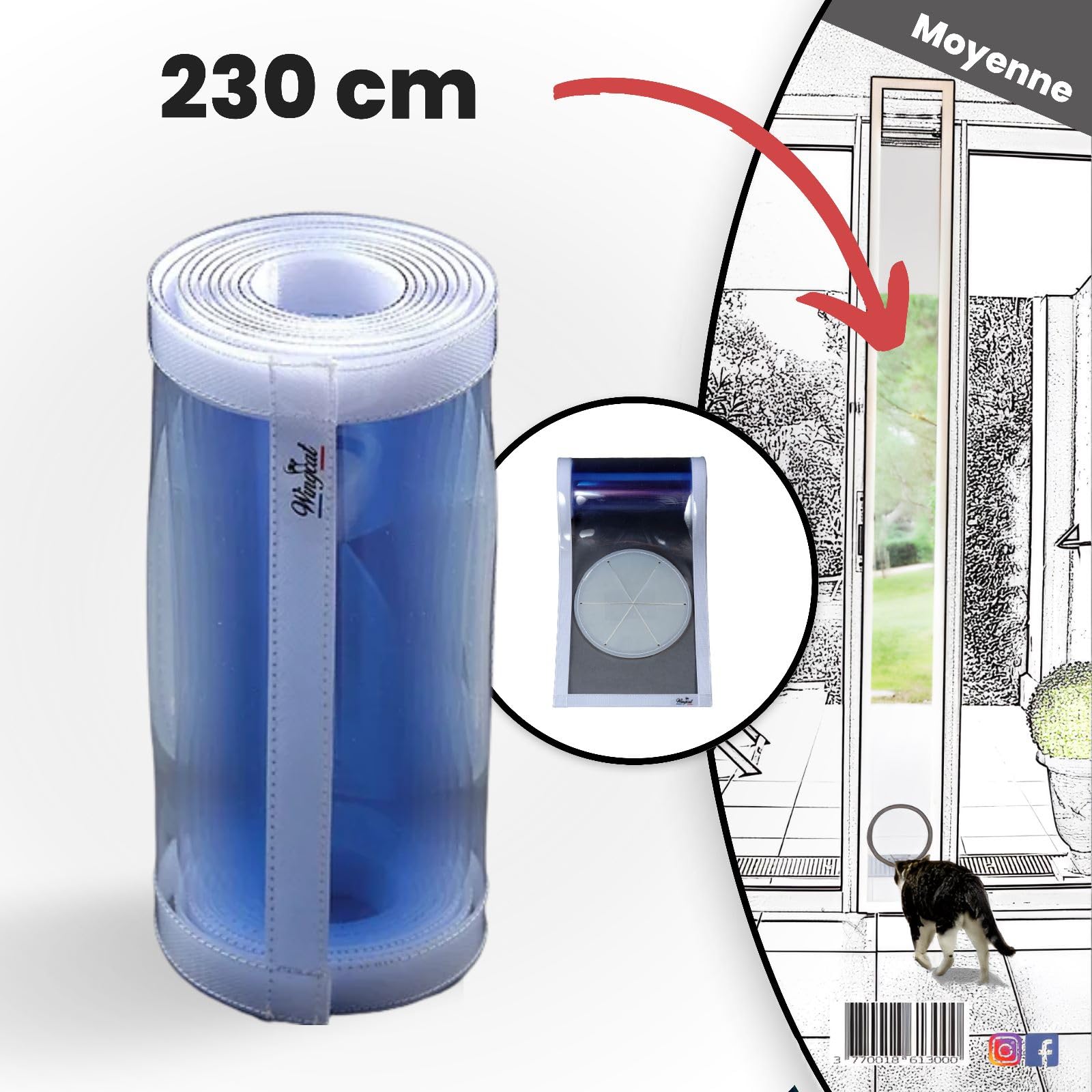 Chatière Amovible pour Baies vitrées coulissantes Moyenne 230cm