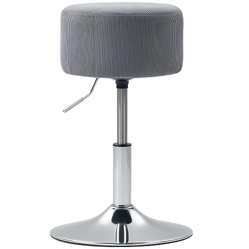 HOMCOM Taburete de Bar Banco Giratório Ajustável em Altura 52-66 cm Estofado em Veludo Giratório em 