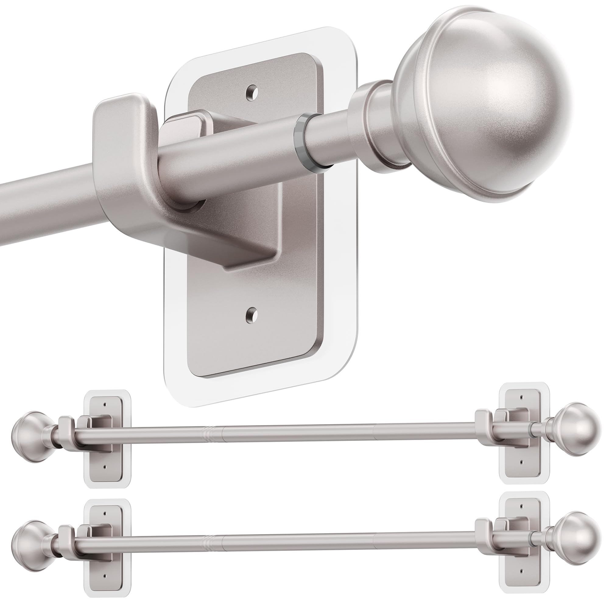 Photo 1 of ENJOYBASICS No Drill Curtain Rods, 27-52 In, Nickel