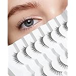 Onlyall Natural Lashes Wispy Lashes Natural Look False Eyelashes Natural Flared Eyelashes False Eye Lashes Soft Fluffy Lashes 7 Pairs HF50-Short Lashes