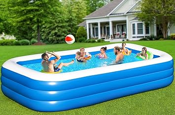 Large Inflatable Pool for Adults - 120"70"22" Inflatable Swimming Pool Blow-Up Pools, Oversized Thickened Heavy Duty Full-Sized Family Inflatable Pools for Backyard Outdoor Garden Outdoor Summer