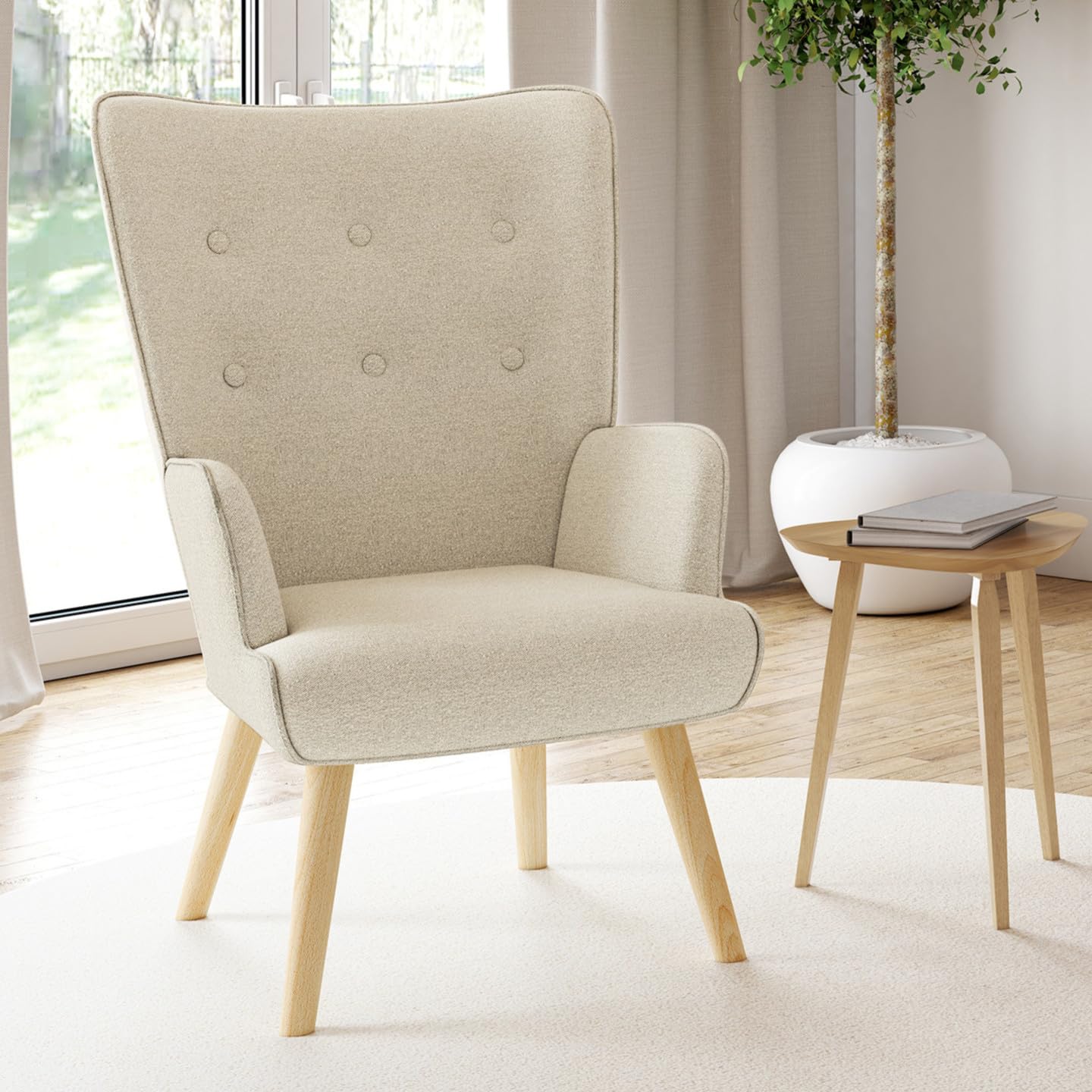 IDMarket – Silla escandinava Ivar en Tela Beige