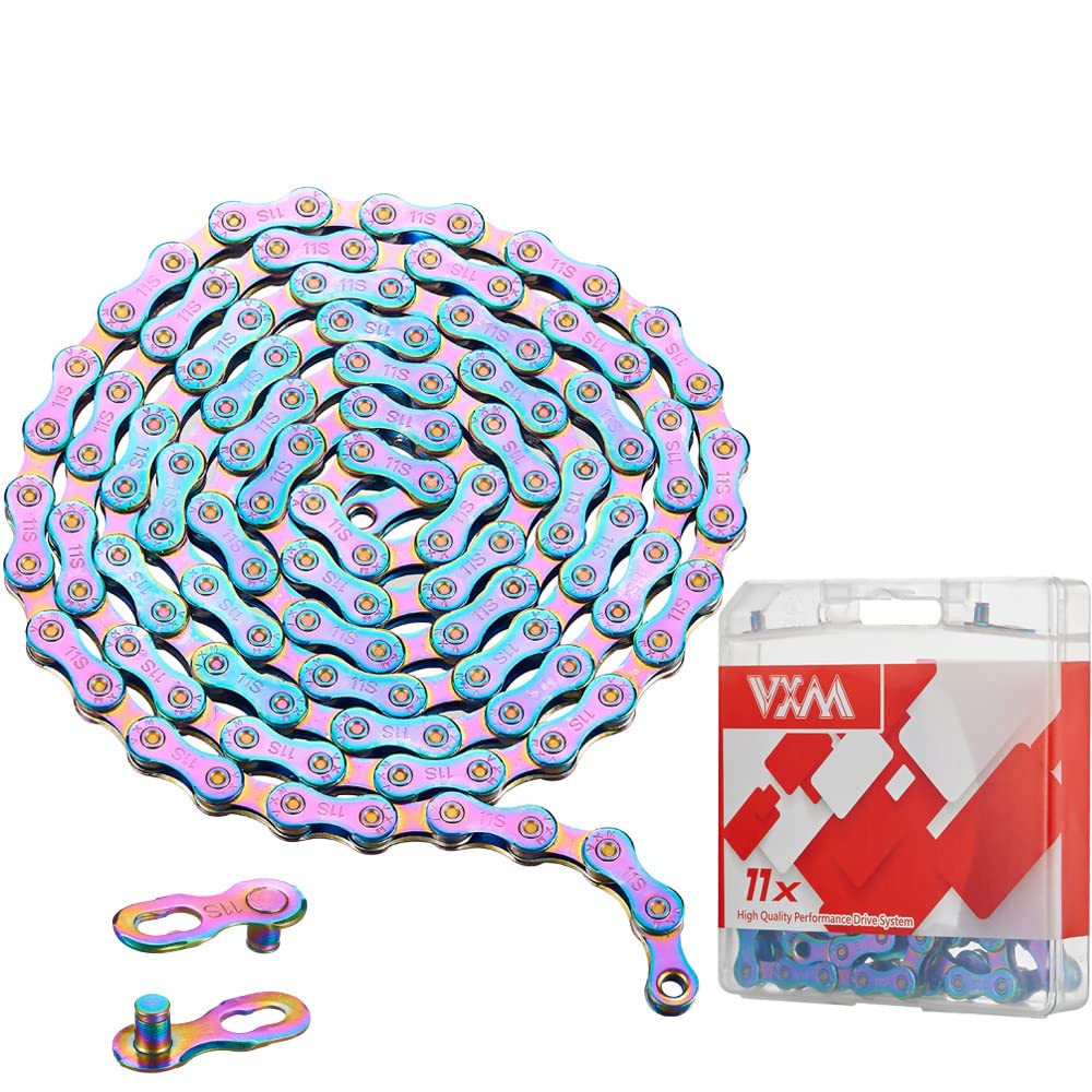 11 Speed Bike Chain Rainbow Chain for Bike 1/2" x11/128 116 Links Lightweight Bicycle Chain?Bike Chains MTN BTX MTB Mountain Bike Road Bicycle Chain