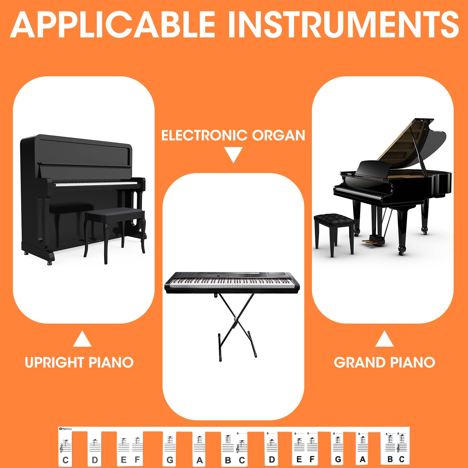 Adesivi Per Tastiera Pianoforte 88 Tasti - Guida Note In Silicone Per Principianti, Rimovibili - Foto 11