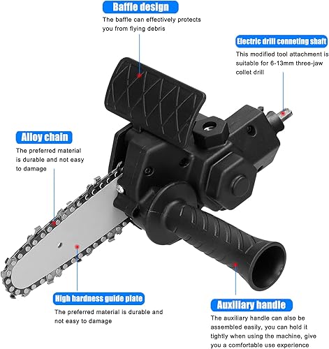 Miniatura 7 de Taladro eléctrico de 4 pulgadas modificado a herramienta de motosierra eléctrica, accesorio para motosierras eléctricas, juego de herramientas