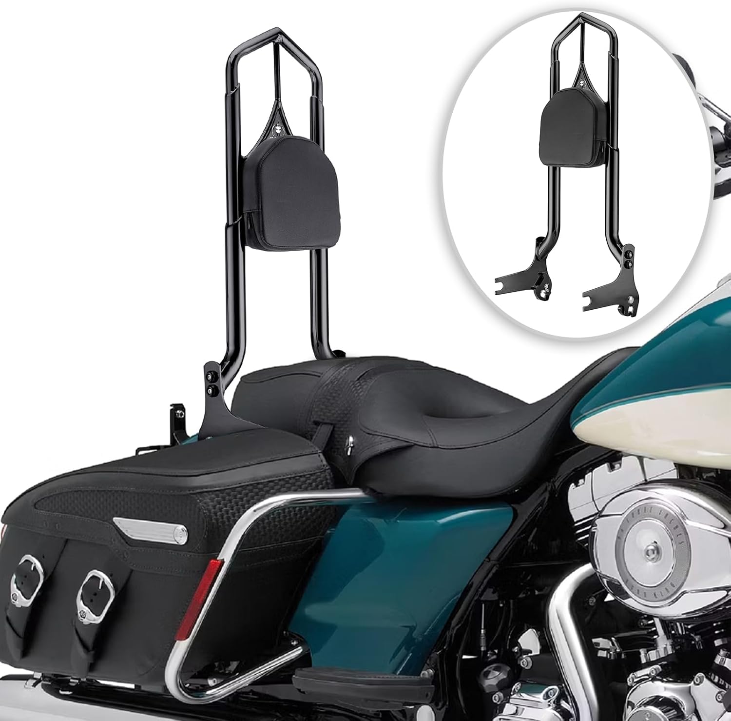 Sissy Bar 31" Height Passenger Backrest Compatible with Harley Touring 1997-2008 Road Glide Road King Electra Glide Street Glide, Black Black Sissy Bar For 1997-2008 Touring