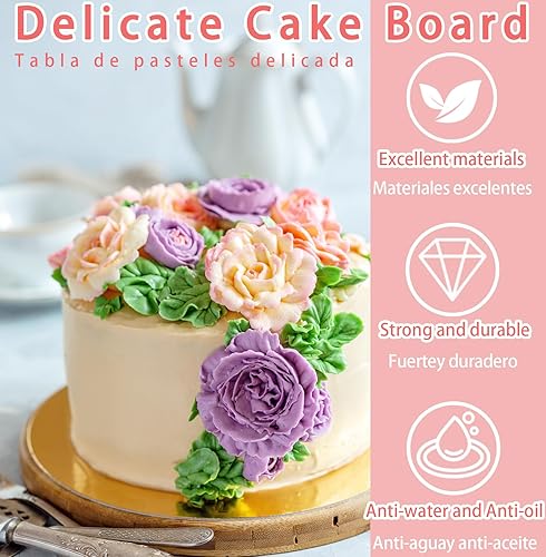 Miniatura 3 de Tabla redonda para tartas de 6 pulgadas, 20 bases circulares de cartón, 0.118 in de grosor, resistentes y desechables, bandeja para exhibir