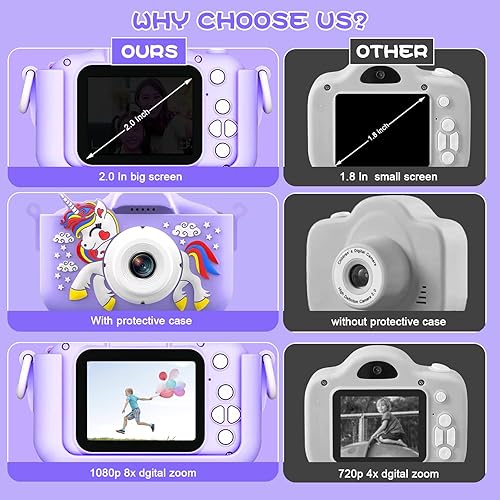 Miniatura 5 de Juguetes de cámara para niños y niñas de 3, 4, 5, 6, 7, 8, 9, 10, 11, 12 años, cámara digital HD 32MP1080P con video para niños pequeños, festival