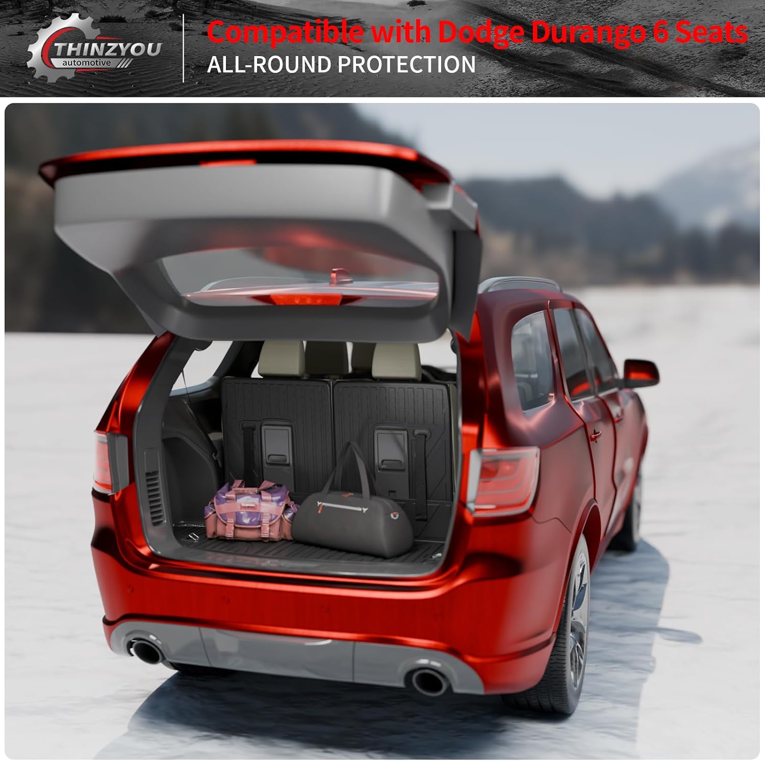 Cargo Mat Compatible with 2016-2025 Dodge Durango Trunk Liner for 6&7 Seats Cargo Area Protection TPE All Weather Back Seat Cover 2024 Durango Accessories (3rd Row Backrest Mats Trunk Mats)