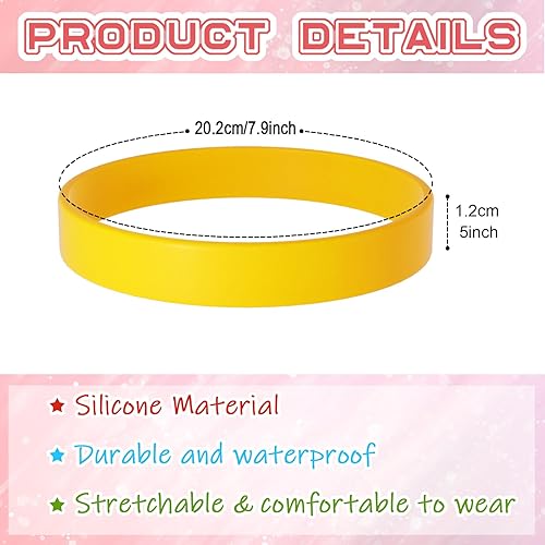 Miniatura 2 de 120 pulseras de goma de silicona amarilla, unisex, para equipos deportivos, juegos de fiesta, decoraciones de moda