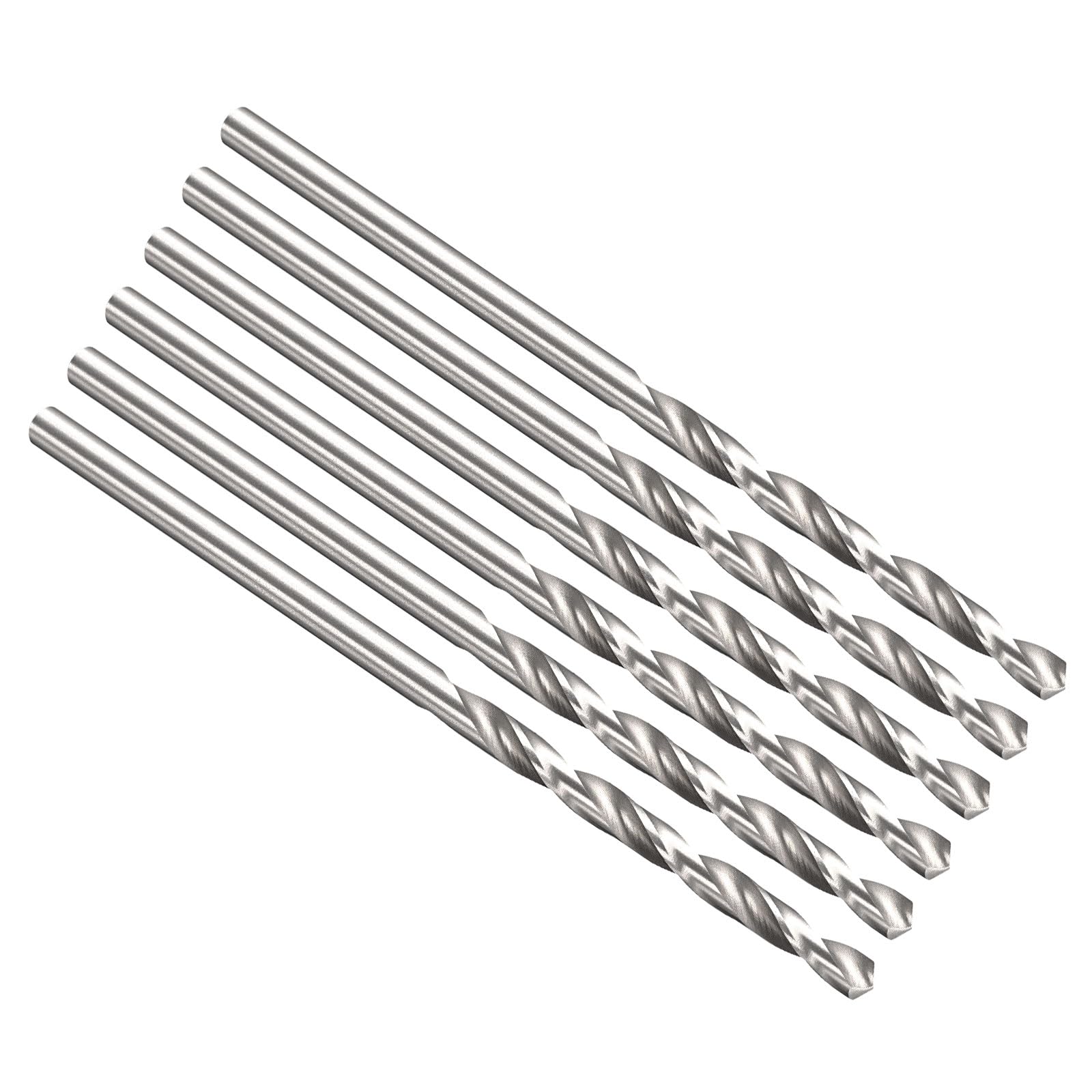 PATIKIL 2.5mm Drill Bit, Jobber Straight Shank M2 High-Speed Steel 135ยฐ Uncoated Bright for Stainless Steel Medium Hard Metal - 6 Pack