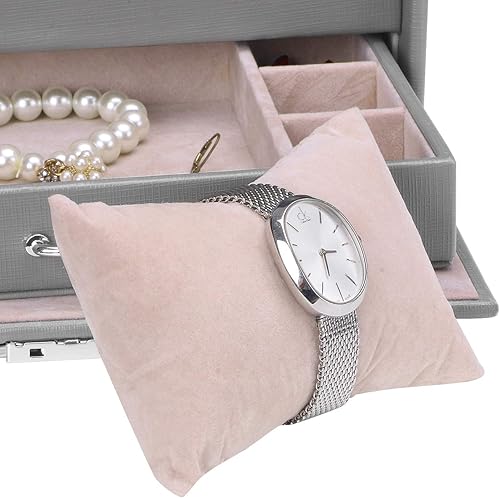 Miniatura 5 de BEWISHOME - Joyero para chicas organizador de joyas con espejo y cerradura estuche de exhibición de joyas