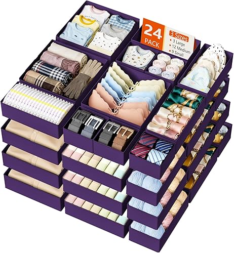 Miniatura 17 de DIMJ Organizador de cajones de ropa – Paquete de 20 contenedores organizadores de cajones de armario para almacenamiento de ropa de bebé