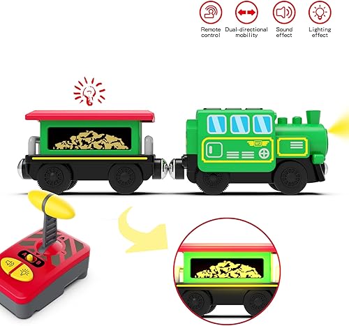 Miniatura 4 de Tren de locomotora a batería para sistema ferroviario, juguetes de tren motorizados compatibles con Thomas & Friends, Brio, Chuggington