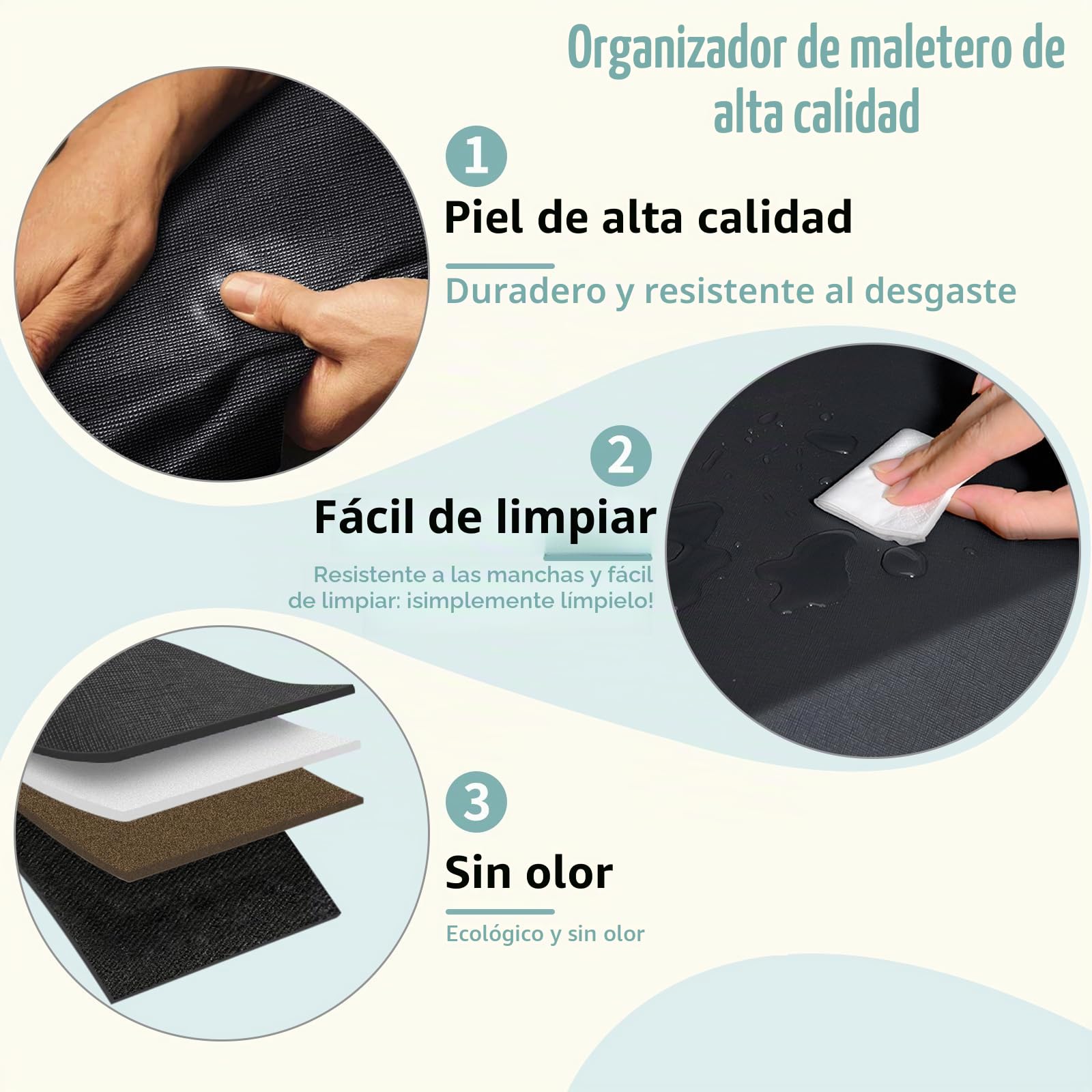 Organizador de Maletero de Gran Capacidad 94L para Coches y SUVs - Caja de Almacenamiento con Tapa, Asa Robusta y Base Antideslizante - Compartimento Extraíble(Negro, 105 x 29 x 31cm)