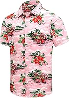 Vista 30 de SheLucki - Camisa hawaiana para hombre, unisex, de manga corta, con botones, para la playa y el verano, ropa casual estampada con sombra de palmas