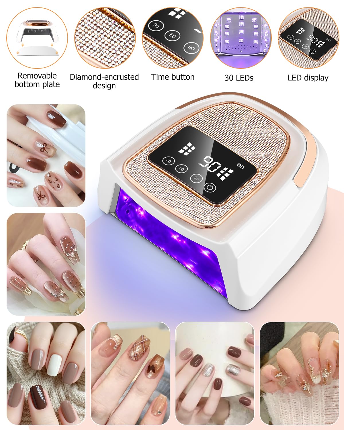 Lampara UV Led Uñas,Secador de Uñas,Lampara Uñas Gel,lampara uñas semipermanentes con 4 Temporizador,Con Pantalla LCD y Sensor Automático,Para Manicura Pedicure Nail Art en el Hogar