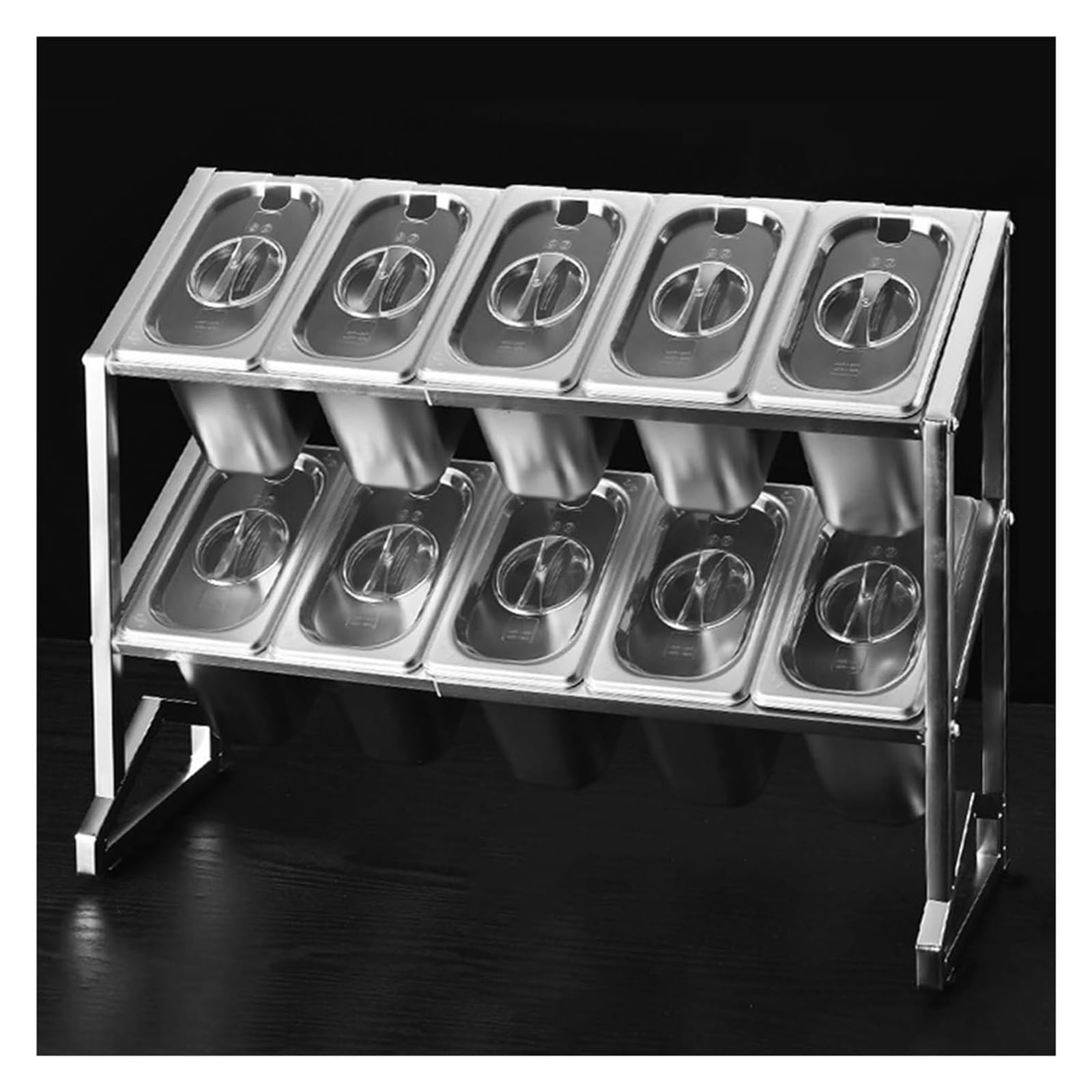 Étagère à épices – Support de comptoir en acier inoxydable pour assaisonnements, sauces et condiments – Idéal pour les cuisines et les buffets