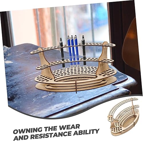 Miniatura 4 de MAGICLULU Soporte de madera para bolígrafo de bricolaje, soporte de exhibición de pasteles para brochas de maquillaje, ranuras verticales, soporte