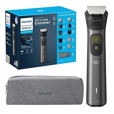 Philips Multigroom Series 9000 24-in-1 Trimmer Beard, Hair & Body Grooming Kit | Precision Trimming Comb, Self-Sharpening Steel Blades, BeardSense Technology, Waterproof, Packaging May Vary