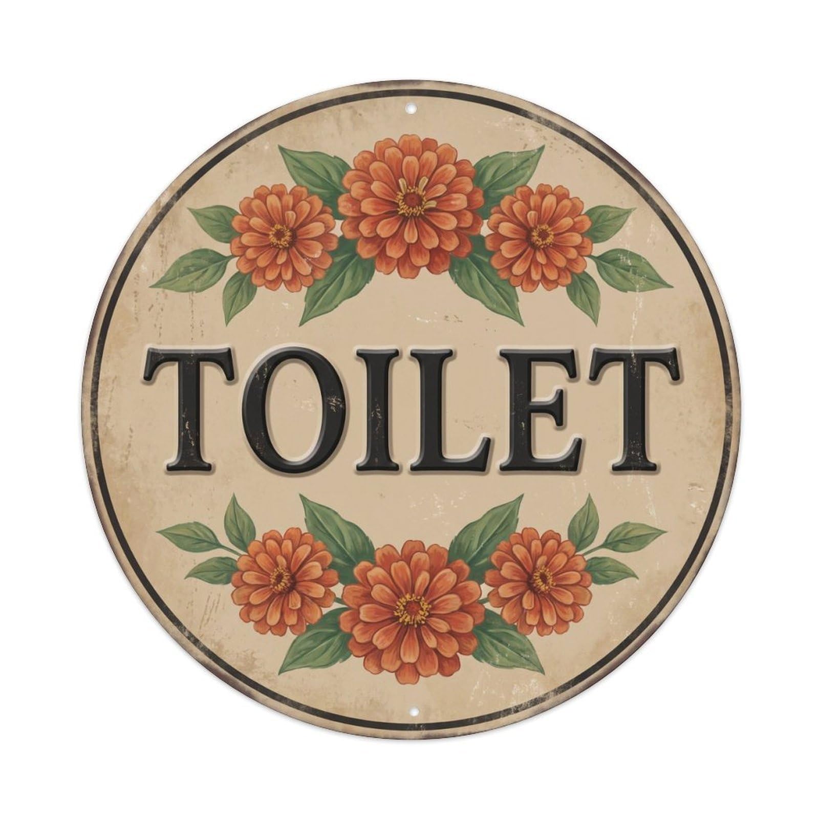 Okahys 8X8inch(20X20cm) Toilet(Wc) Signage Zinnia Vintage Metal Tin Sign