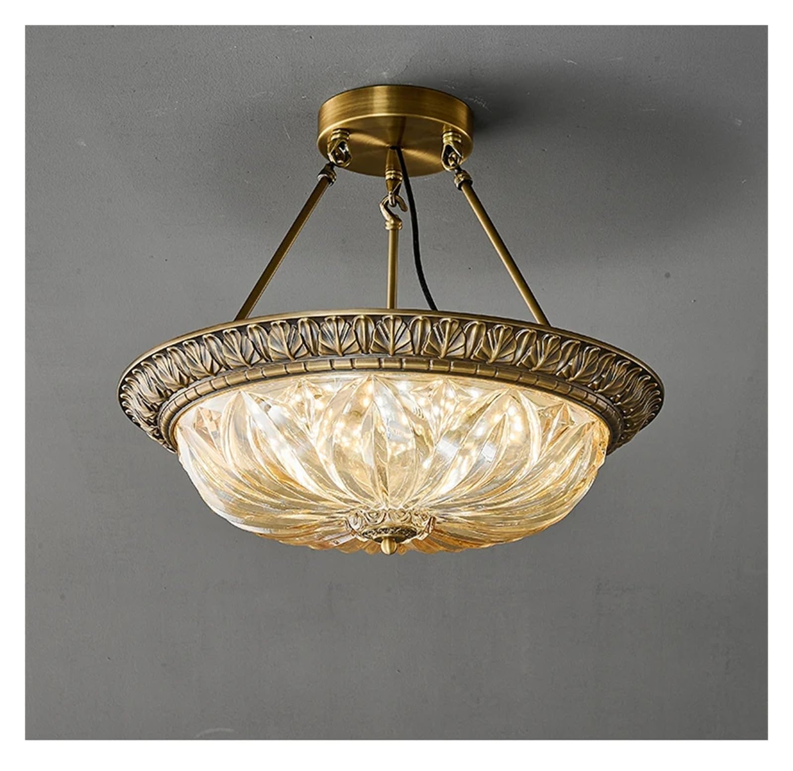 Olskfuh Size_name Nordic Retro Copper Chandelier Living Room Dining Kitchen Hotel Corridor Balcony Pendent Light Home Decoration Led Hanging Lamp,-D40cm