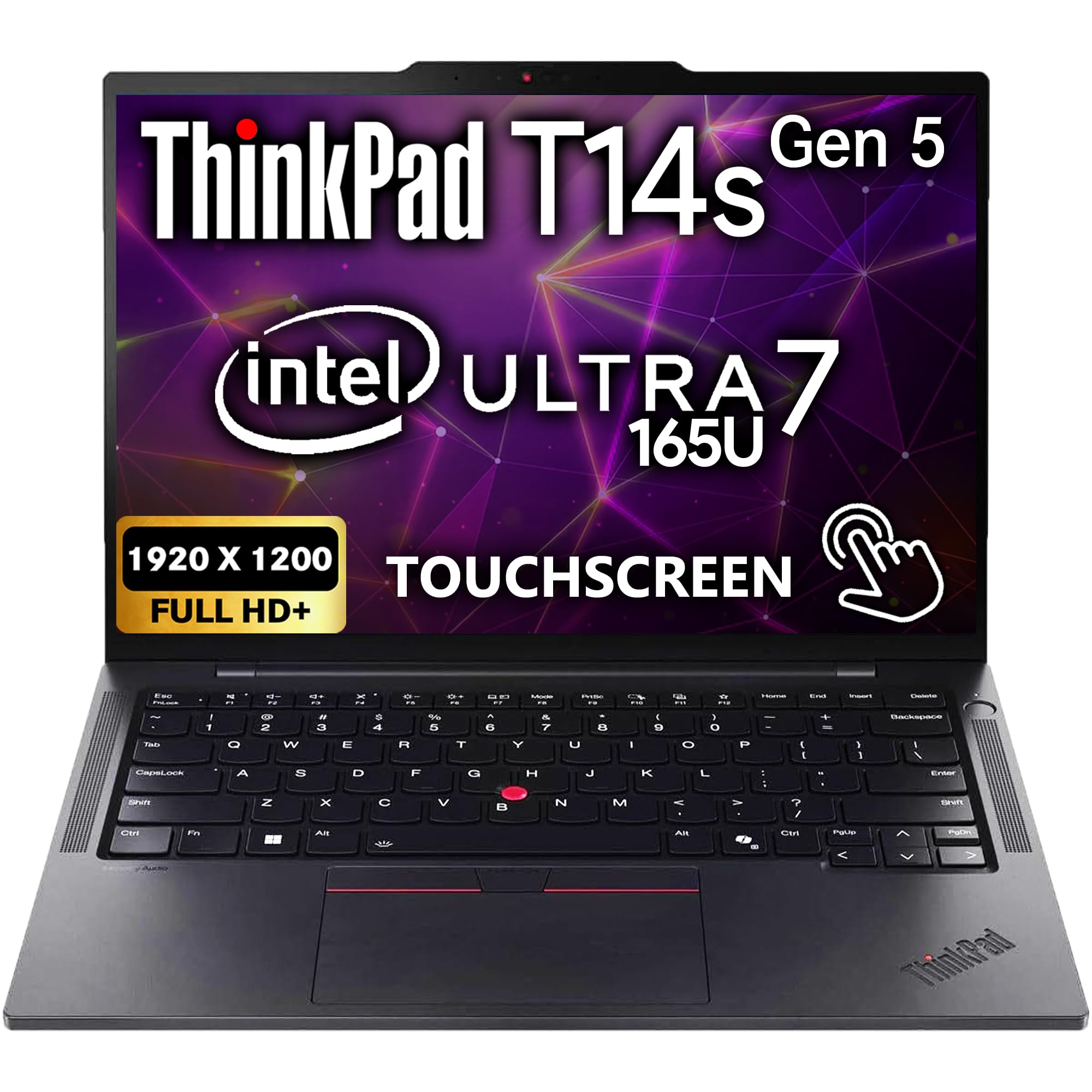 Lenovo ThinkPad T14s Gen 5 Touchscreen 14" WUXGA Business Laptop, Intel Core Ultra 7 165U, 32GB LPDDR5X RAM, 1TB SSD, WiFi 6E + BT, Backlit Keyboard, x2 Thunderbolt 4, 5MP Webcam, Win 11 Pro - Black 32GB RAM | 1TB SSD Intel Ultra 7 165U