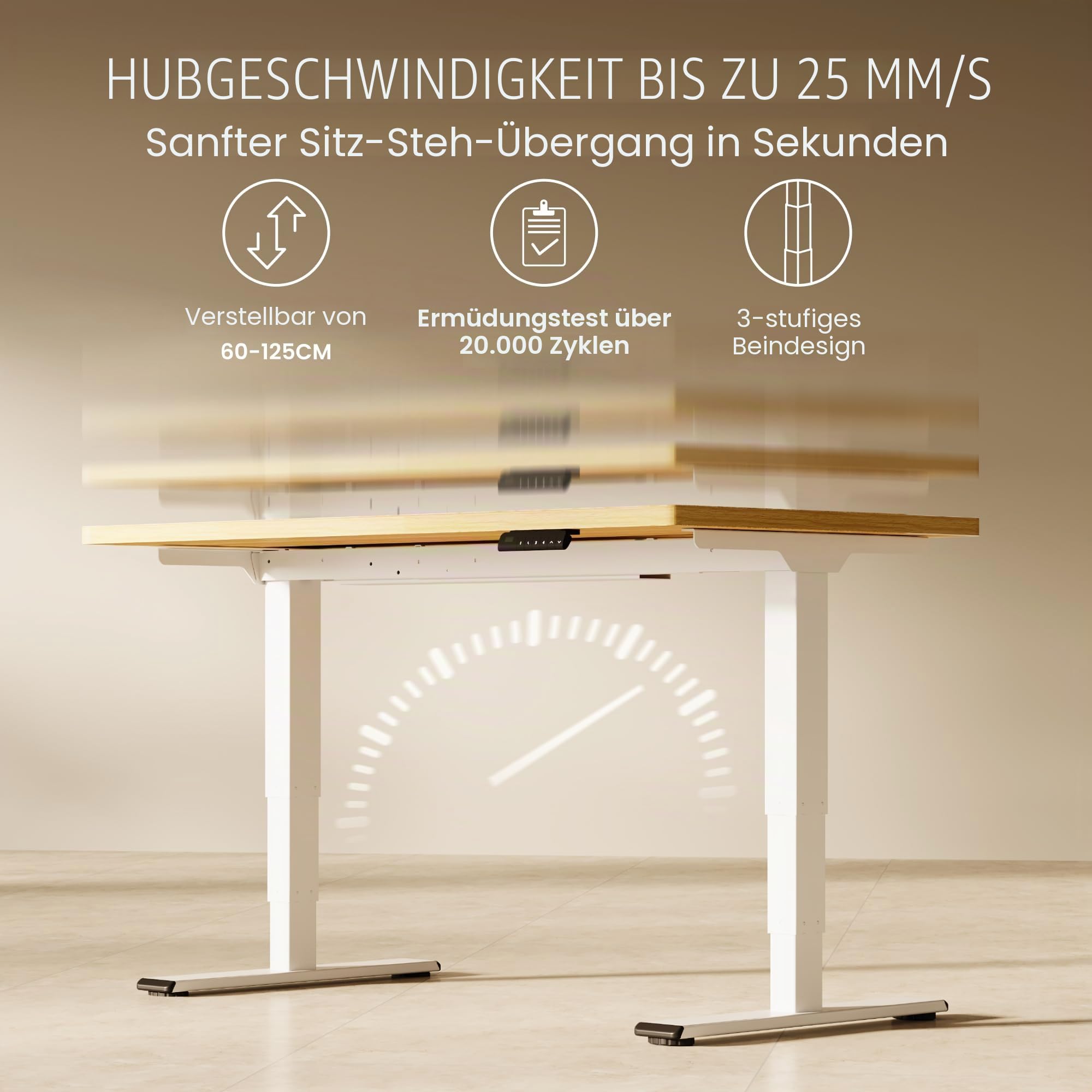 FLEXISPOT Höhenverstellbarer Schreibtisch elektrisch 140×80 cm mit Dualmotor & 3-stufigem Gestell – Ergonomischer Standing Desk für Büro & Home Office, 100 kg Tragkraft, leise <50 dB