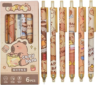 Maydahui 12 PCS Capybara Rollerball Gel Pens Cartoon Animal Pen Retractable Priting Pens Novelty Pen Black Ink for School Party Office