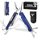 WORKPRO 18-in-1 Multi Tool Pliers&comma; Gifts for Dad&comma; Stainless Steel EDC Multitool with Pocket Knife&comma; 2 Safety Locks&comma; Belt Clip and Oxford Pouch&comma; Multipurpose Utility Multiuse Tool for Outdoor Activities
