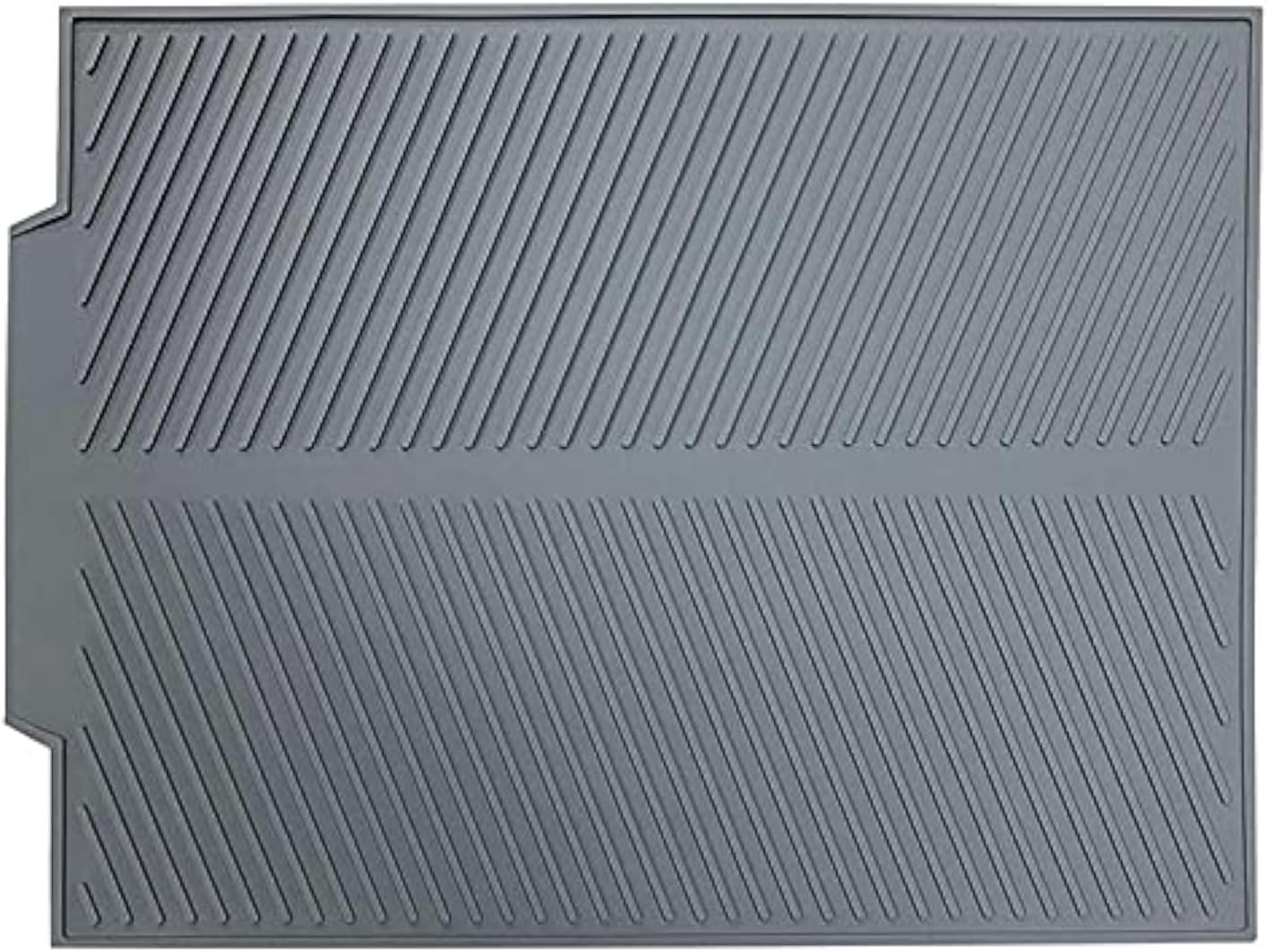 Silicone Dish Drying MatBuilt-in Drain Lip, Easy Clean Reusable Sink Mat, Flexible Heat-resistant Dish Drain Kitchen Counter, Eco-friendly Hot Pot Holder Trivet(Grey, 17 x 13), Grey-slope