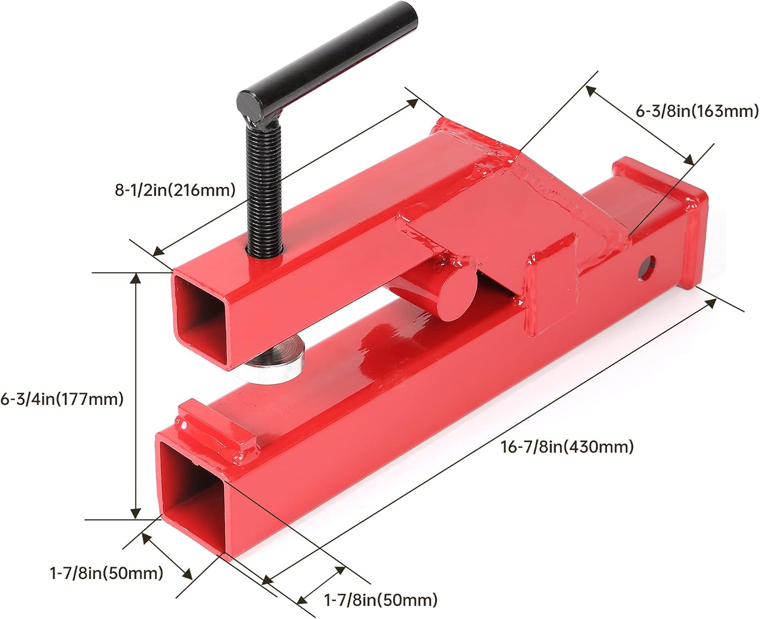 Clamp On Trailer Hitch 2" Receiver Ball Mount Bobcat Deere Tractor Bucket Red