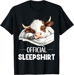 Official Sleepshirt Cute Sleeping Cow Animal Lovers Pajama T-Shirt