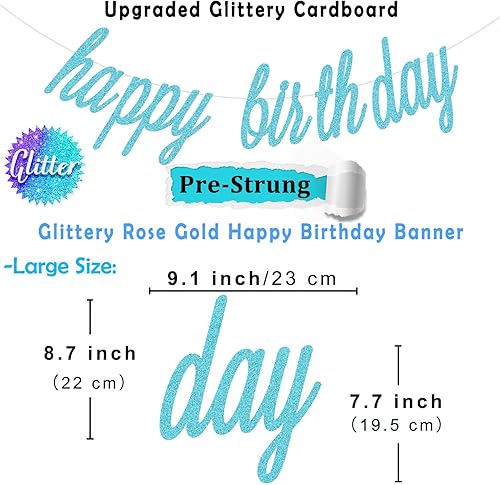 Miniatura 2 de KOKAR Decoraciones azules de feliz cumpleaños: pancarta azul de feliz cumpleaños, pompones de papel, remolinos colgantes y guirnalda de puntos