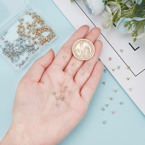 Miniatura 5 de PH PandaHall Tapa de fianza colgante, 200 unidades, 2 colores, tapa de cuentas de latón, colgante, bola colgante, cierre de tapa de extremo,