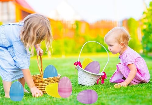 Miniatura 8 de The Dreidel Company Huevos de Pascua rellenables Jumbo de 6 pulgadas translúcidos (paquete de 6) huevos de Pascua de plástico coloridos, se mantiene