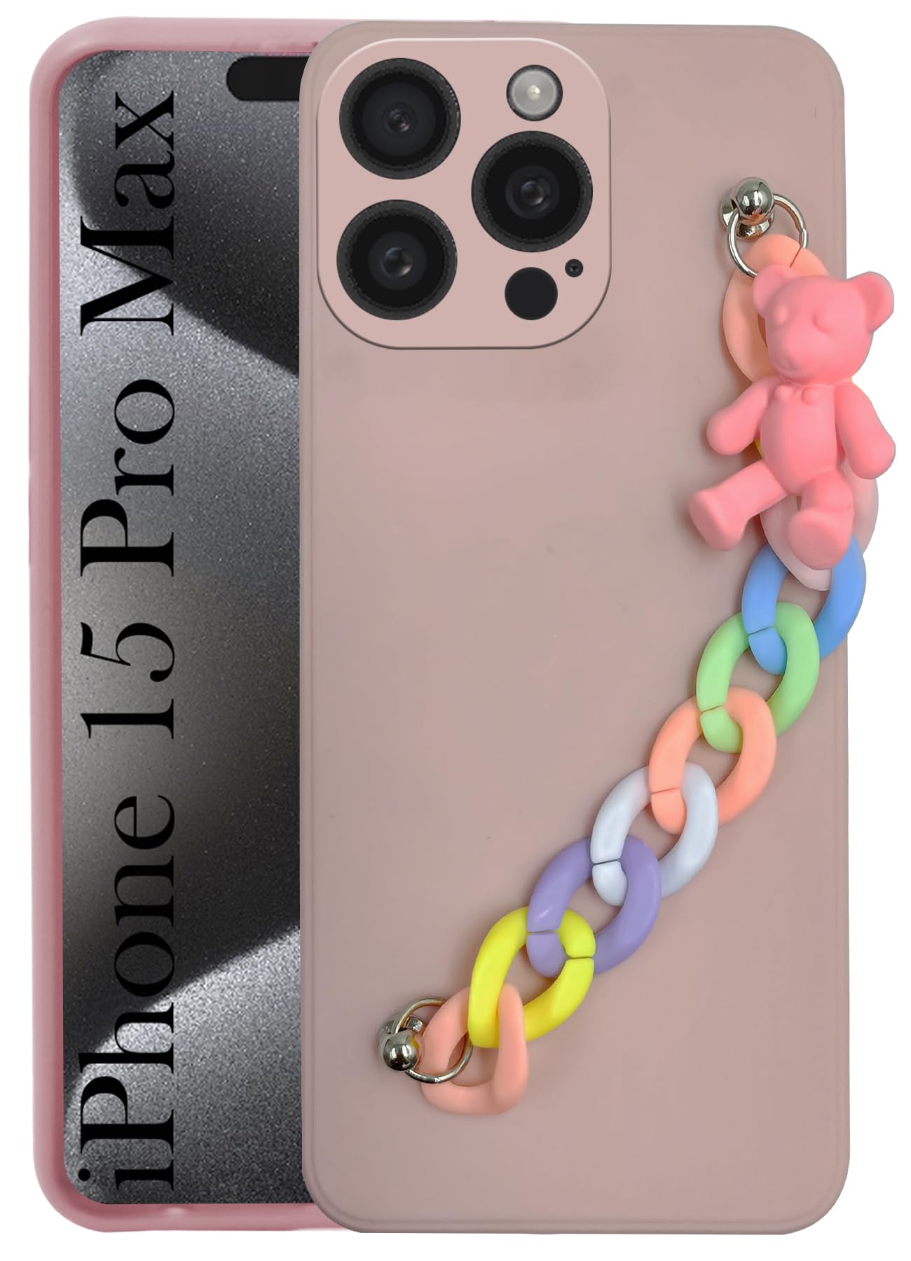 Jkobi Back Cover for iPhone 15 Pro Max Girls Case with Bracelet (Wrist Hanging Chain | Teddy Toy Cartoon | Matte Pink) (B0CNVP3LFL) Amazon Price History, Amazon Price Tracker