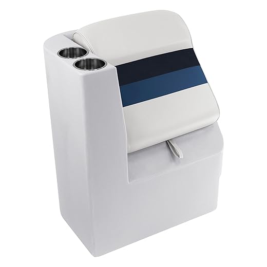 Wise 8WD1305L-1008 Deluxe Series Pontoon Left Lean Back Recliner, White/Navy/Blue