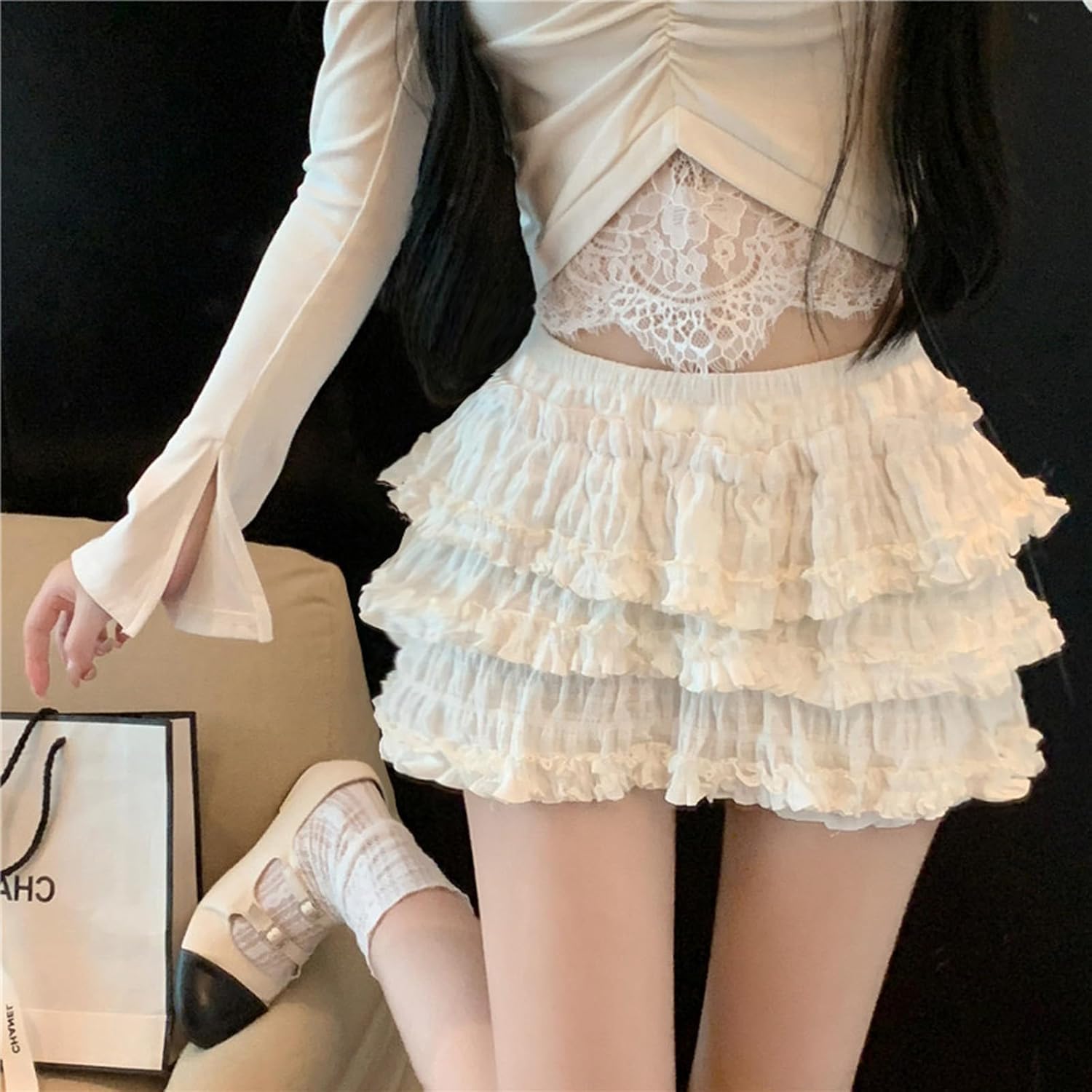 Womens Lolita Bloomers Retro Embossed Ruffles Pumpkin Pants Bottom Shorts - Image 6