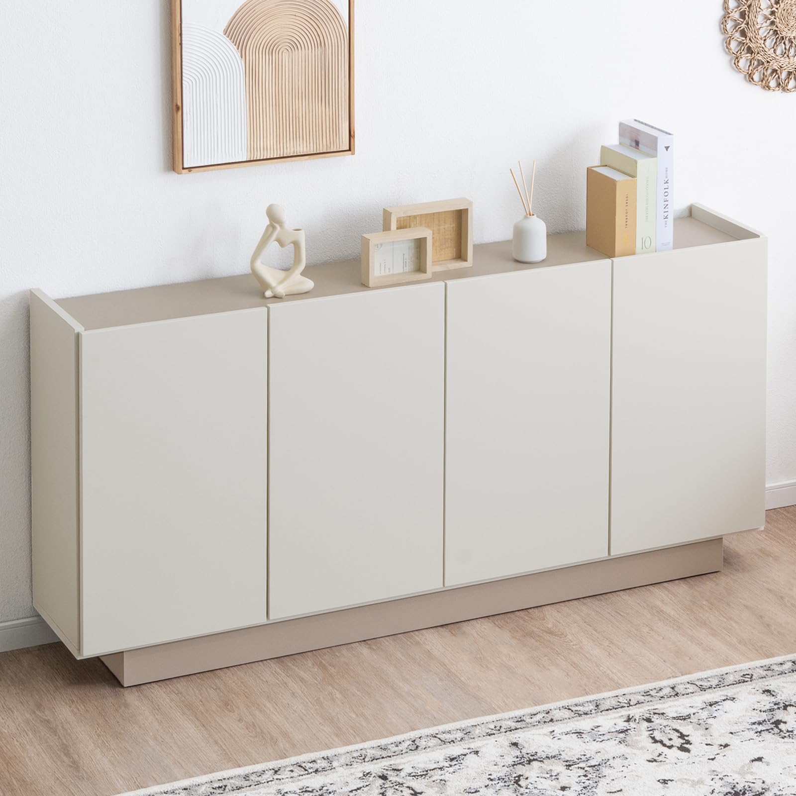 Amazon｜タンスのゲン サイドボード 完成品 幅160cm 扉収納 収納棚