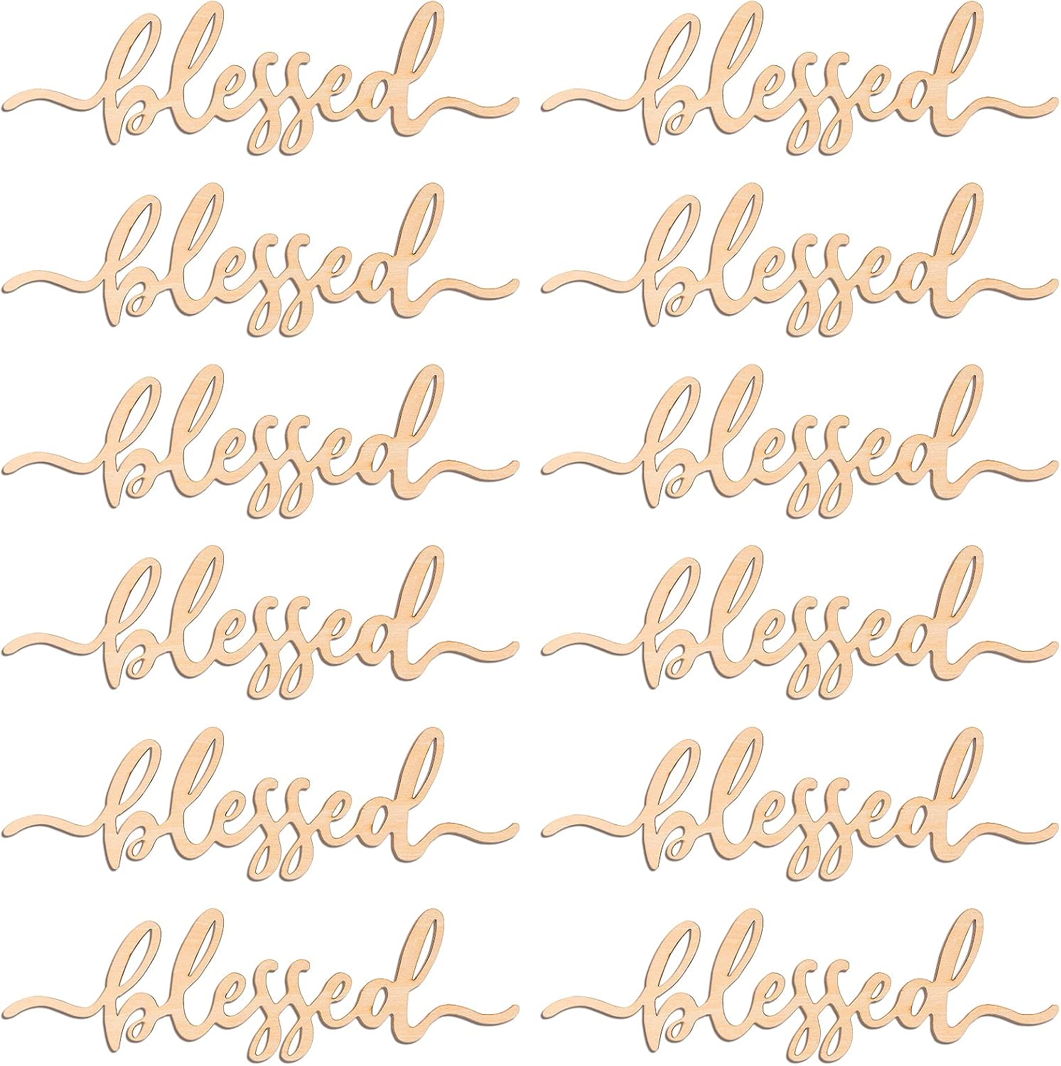 PARBEE 12PCS Thanksgiving Place Cards Thankful Wood Signs Fall Dining Table Plate Ornament Farmhouse Home Table Setting Decor - Thankful