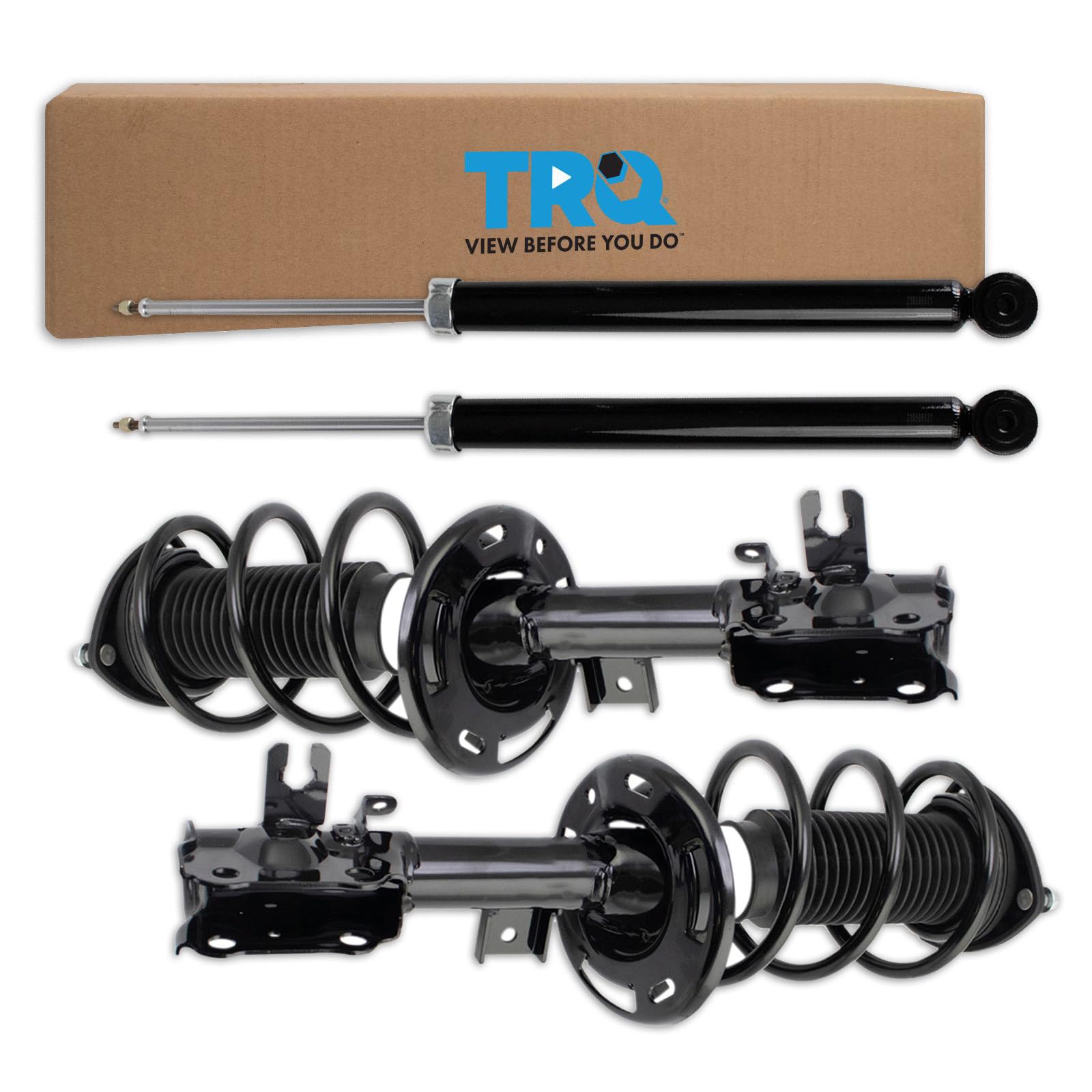 TRQ Front and Rear Complete Strut Assembly &amp; Shock Absorber Kit Complete Strut &amp; Coil Spring Assembly Compatible with 2014-2018 Mazda 3