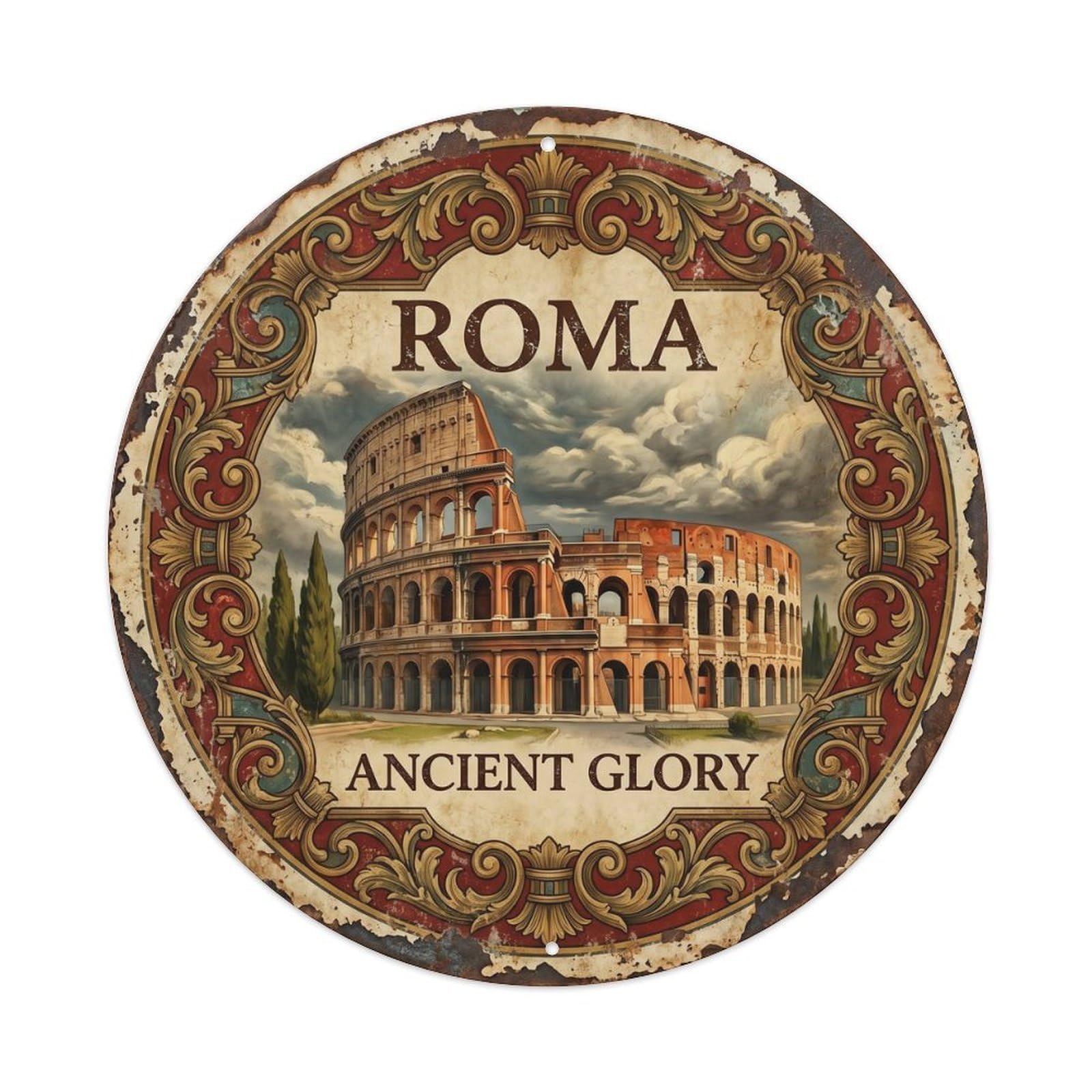 Vintage Travel Rome Colosseum Italy Metal Tin Sign