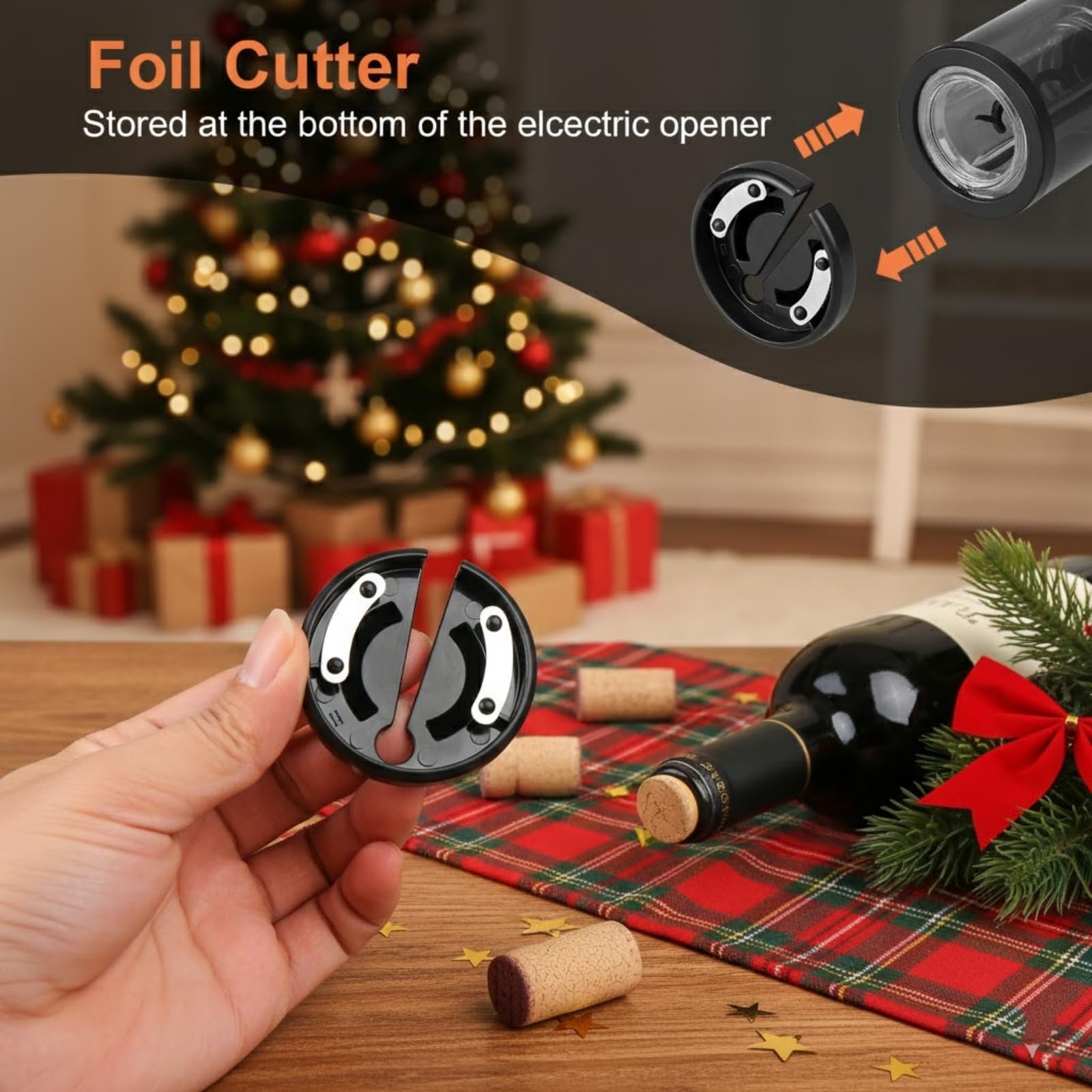 Tire-Bouchon Électrique Rechargeable 4 en 1, Coffret Cadeau avec Ouvre Bouteille & Aérateur de Vin Automatique, Bouchon à Vide et Coupe-Capsule, Idée Cadeau pour Noël et Anniversaire