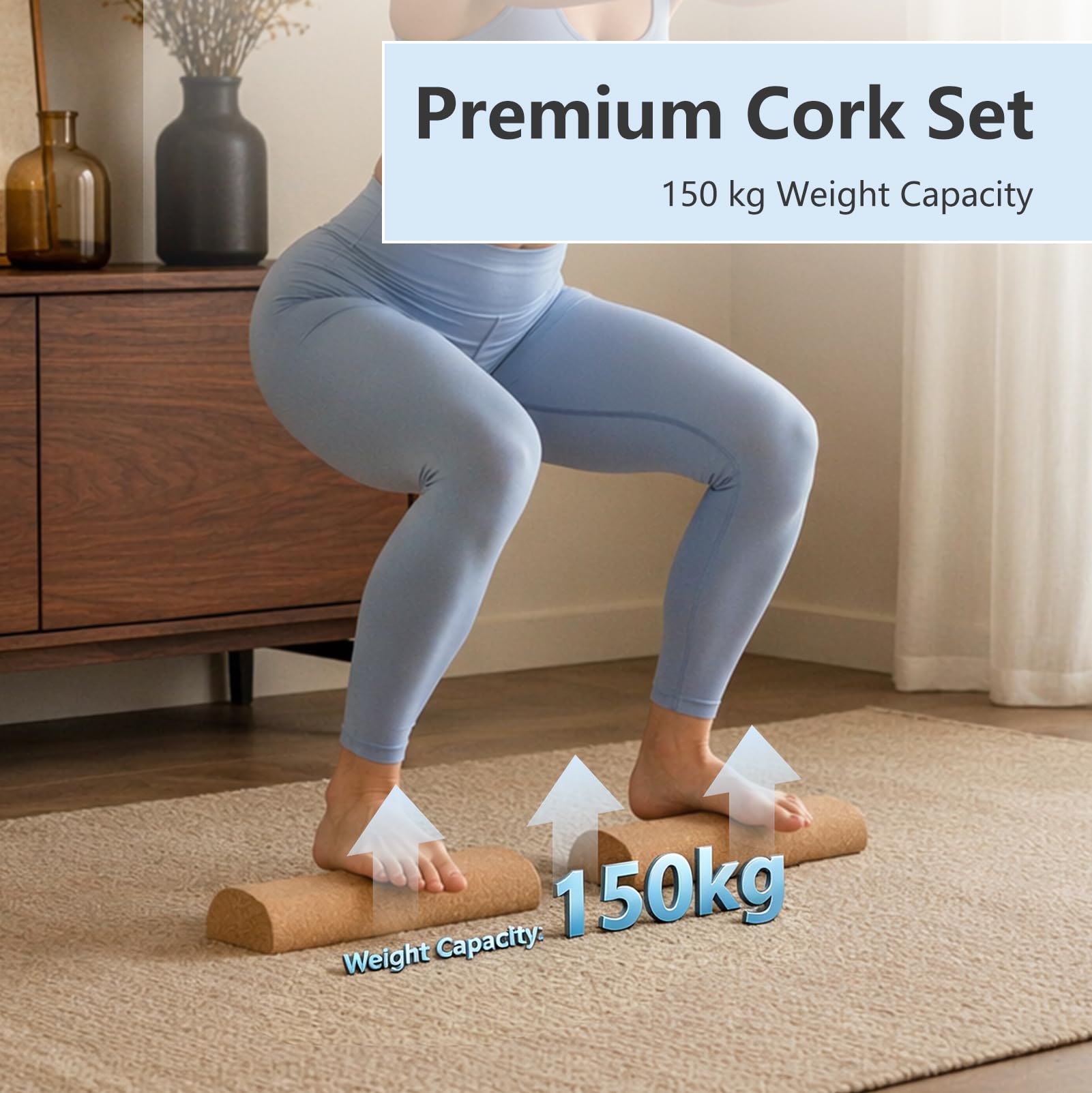 Cork Balance Training Set con Tappetino Yoga, Balance Board in Sughero | Blocchi di Equilibrio Rullo, Palla Massaggio e Fasce Stretch Dita, Kit Allenamento Piedi e Caviglia Antiscivolo per Stabilità