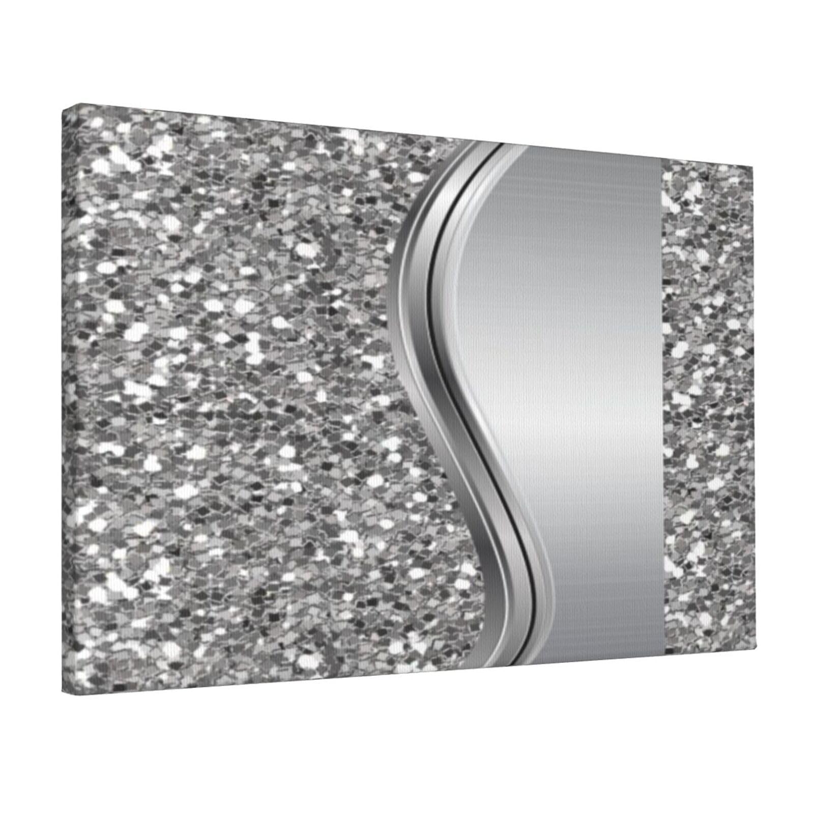 EgoMed Wall Art Prints, Canvas Wall Art hanging Painting for Home Decor Living Room 30X45CM,Silver Faux Glitter Glam Bling